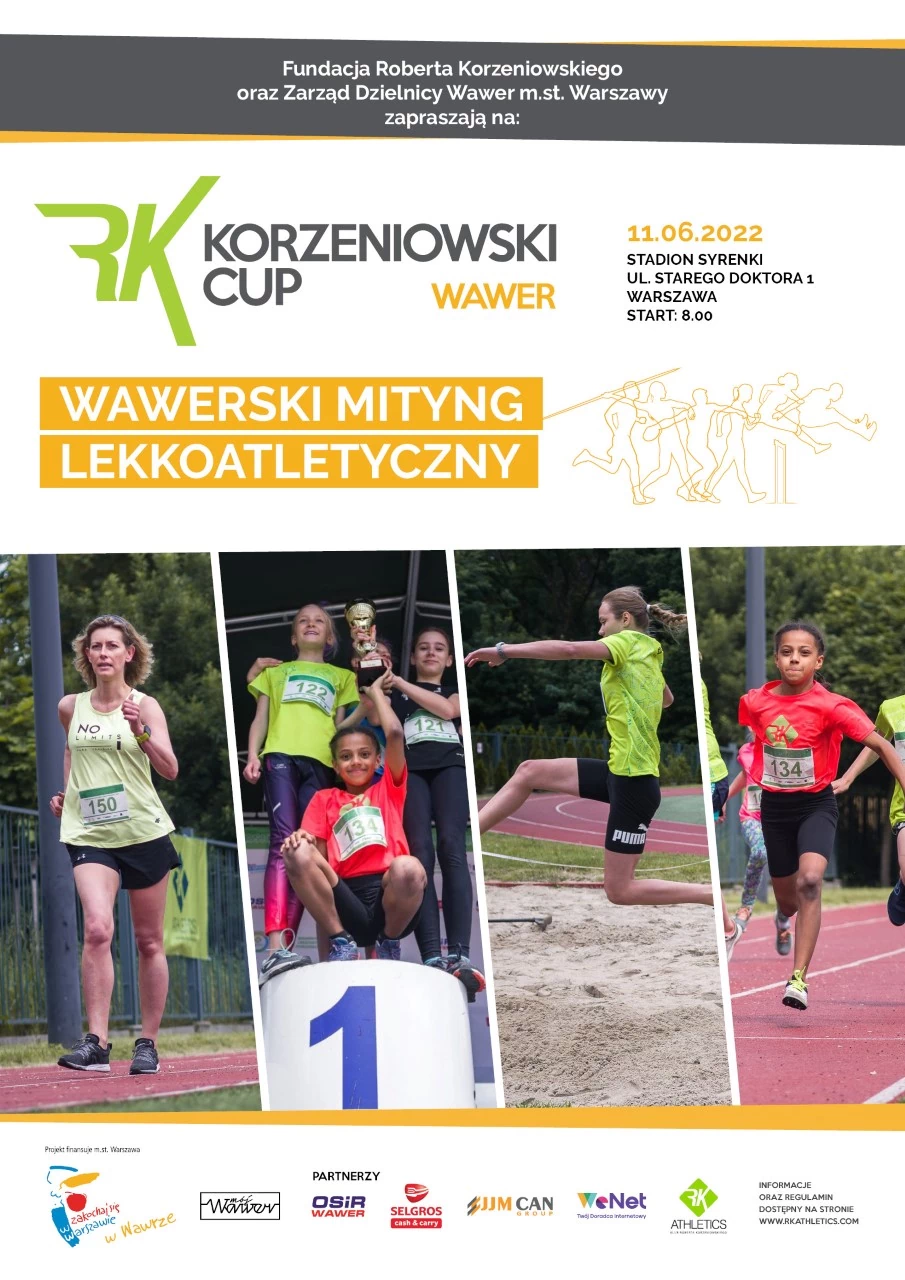 Plakat - Wawerski mityng lekkoatletyczny Korzeniowski CUP